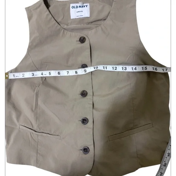 Old Navy Beige Buttoned Vest - Picture 3 of 7